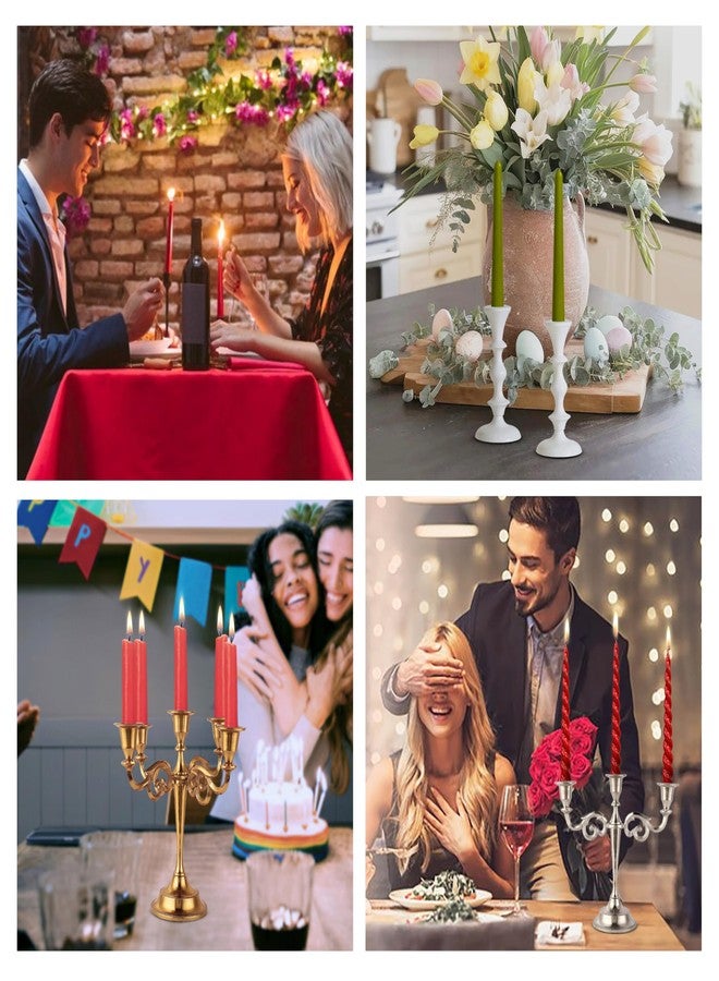 Rely+ Candlestick Holders Set of 2 Mini Stand Dinning Coffee Table Centerpiece Candle Holders Taper Candlesticks Holders Christmas Decor Home Candle Holder for Christmas Mantel Wedding Party (Gold) - Image 4
